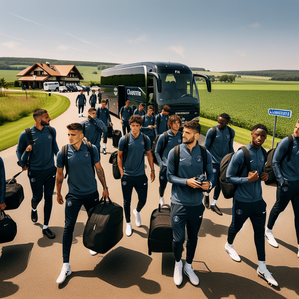 L'arrivée des joueurs parisiens à Clairefontaine
