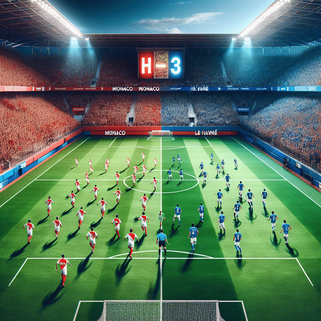 Match équilibré entre Monaco et Le Havre à la mi-temps