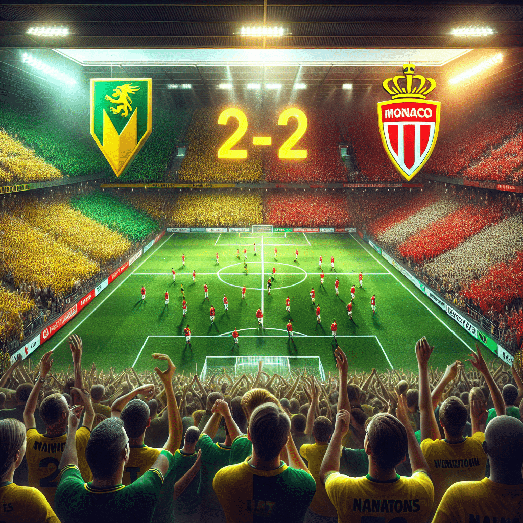 Match nul palpitant entre Nantes et Monaco : 2-2 à la mi-temps