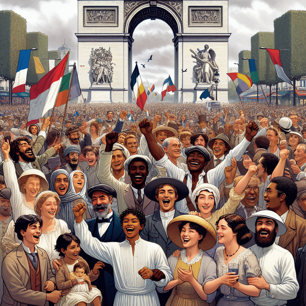 La célébration historique des Parisiens sur les Champs-Élysées
