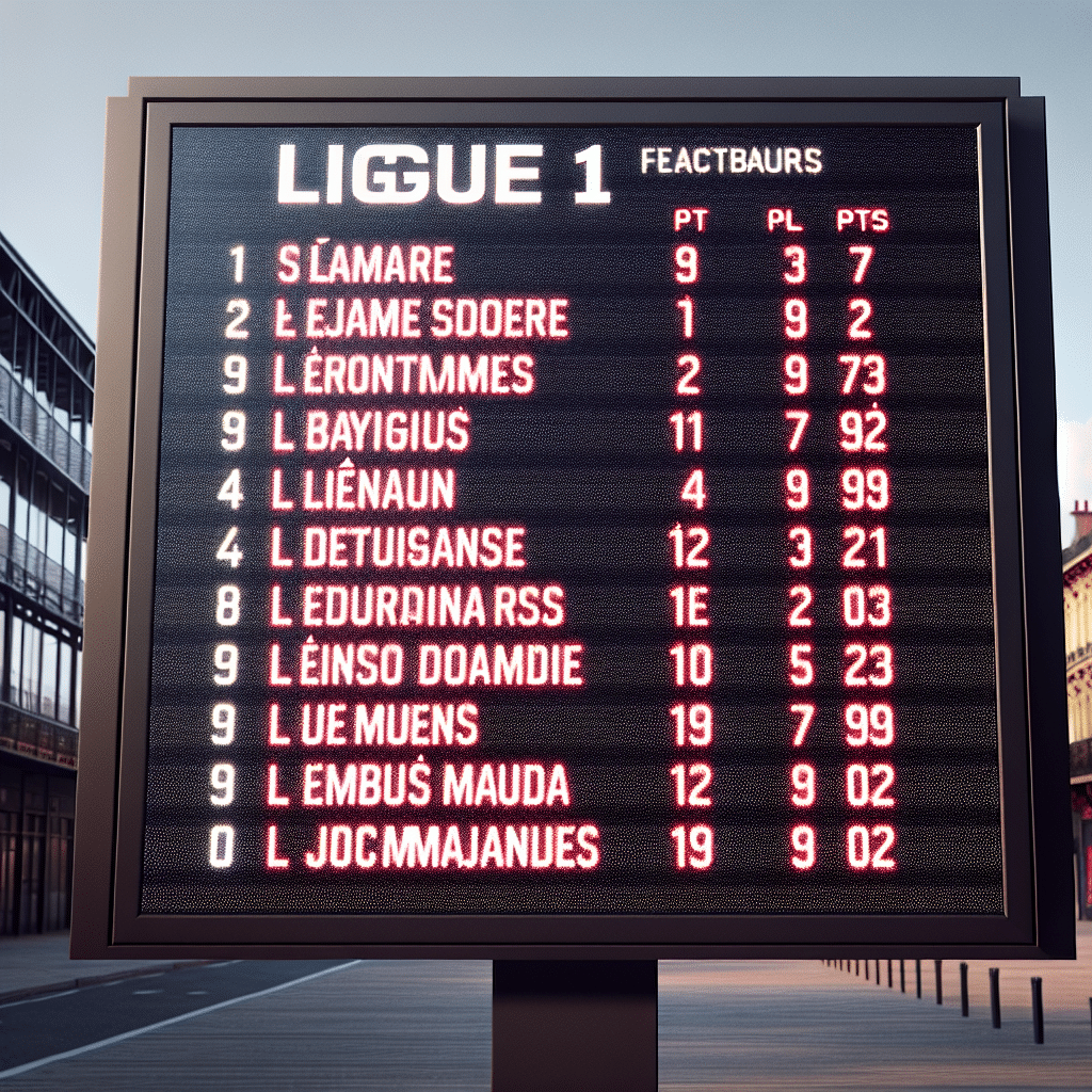 Le point sur le classement actuel de la Ligue 1