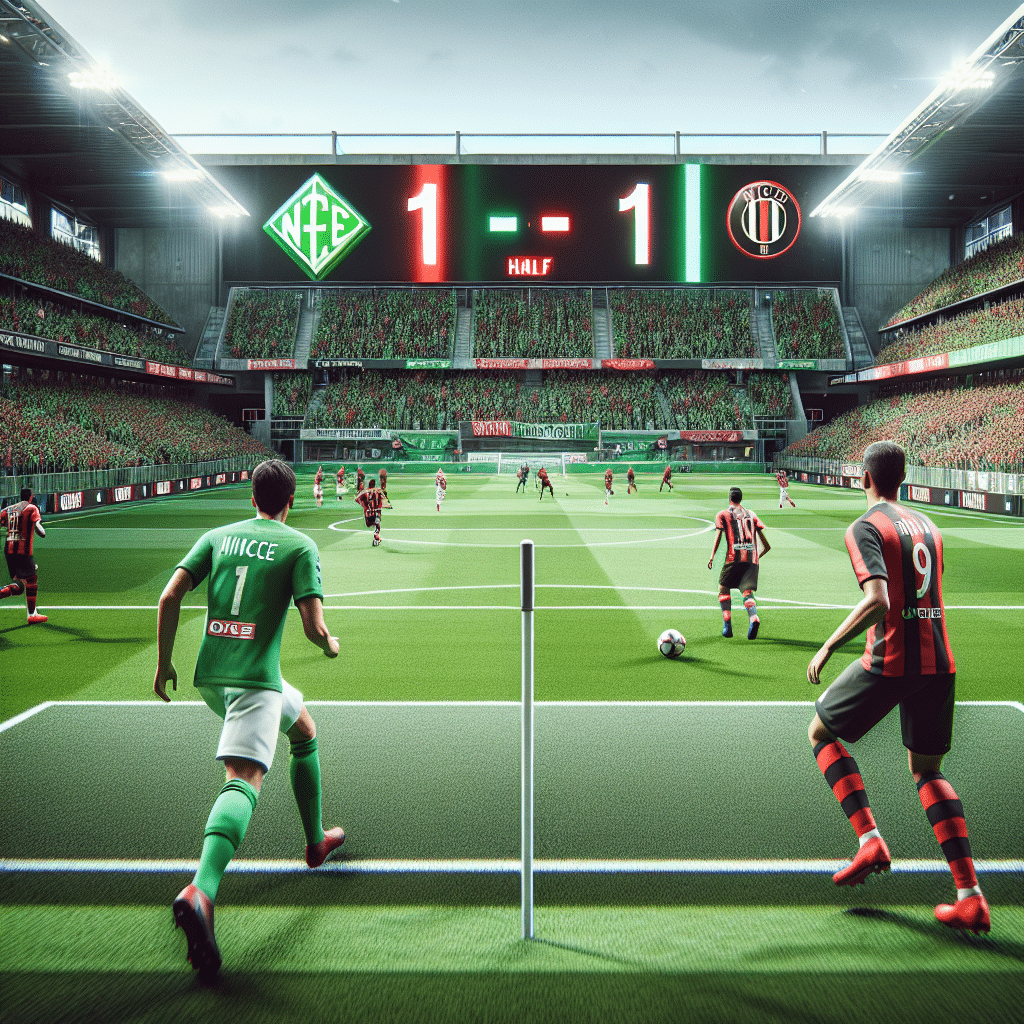 Match nul entre Saint-Etienne et Nice : 1-1 à la mi-temps